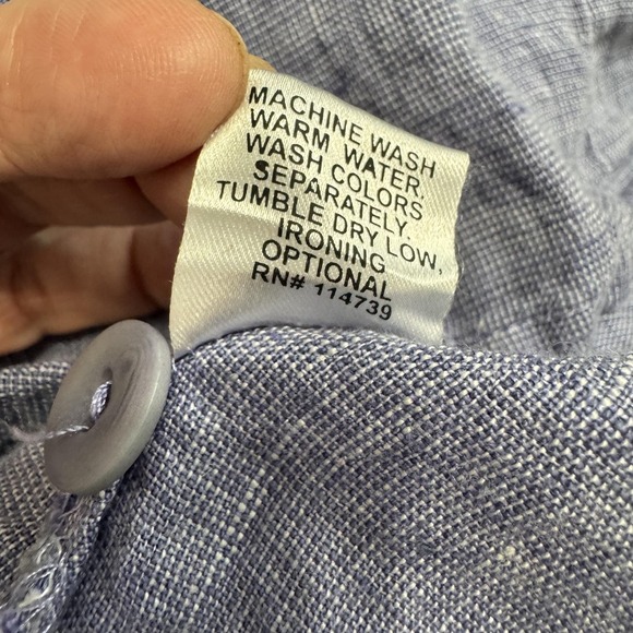 FLAX Shirt Women's 1G 1X Blue Linen Button Front Tunic Top Long Sleeve Lagenlook - Picture 14 of 14